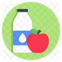 Milk With Apple Edible Healthy Meal Icon