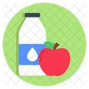 Milk With Apple Edible Healthy Meal Icon
