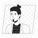 Millennial man with bun hairstyle and beard  アイコン