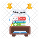 Mini Library Books Table Books Storage Icon