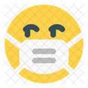 Mirando Hacia La Derecha Emoji Con Mascarilla Emoji Icono