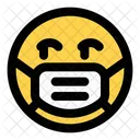 Mirando Hacia La Derecha Emoji Con Mascarilla Emoji Icono