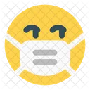 Mirando Hacia La Izquierda Emoji Con Mascarilla Emoji Icono