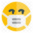 Mirando Hacia La Izquierda Emoji Con Mascarilla Emoji Icono