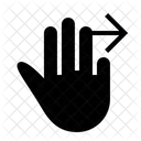 Mit drei Fingern nach rechts wischen  Icon