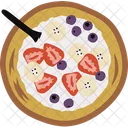 Mixed Fruit With Milk Bowl Diet Nutrition Icon