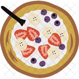 Mixed fruit with milk bowl  Icon