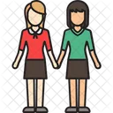 Mixed Women Couple Holding Hands Icon