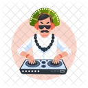 Mixeur De Musique Dj Personnage Icône