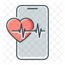 Mobile App Smartphone Heart Pulse Icône