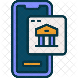 Mobile Banking Icon - Download in Colored Outline Style