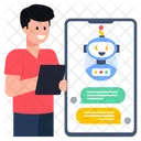 Robotic Chat Mobile Chat Assistant Robotic Assistant Icon
