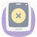 Mobile Cross Cancel Sign Flat Rounded Icon Icon
