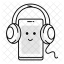 Mobile Headphones Listening Music Icon