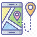 Online Navigation Route Mobile Location Icon