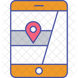 Mobile Map Icon - Download in Colored Outline Style