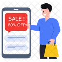 Online Sale Mobile Sale Discount Message Icon