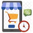Mobile Shopping Time Eshopping Ecommerce Icon