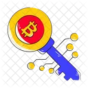 Modern flat sticker of bitcoin key  Icon