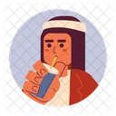 Drinking Through Straw Young Saudi Guy Coffee Takeaway Icon