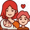Mom And Children Children Baby Icon