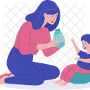 Mom Feeding Kids With Bottle Mom Mother Icon