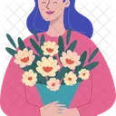 Mom Holding A Gift Box Or A Flower Bouquet Mom Mother Icon