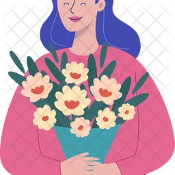 Mom holding a gift box or a flower bouquet  Icon