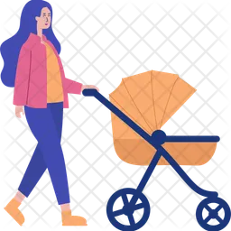 Mom holding baby stroller  Icon