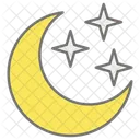 Mond Mit Sternen Abend Nacht Symbol