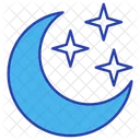 Mond Mit Sternen Abend Nacht Symbol