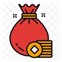 Yuan Money Bag Argent Icon