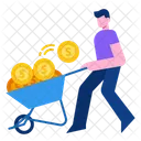 Money Cart Making Wheelbarrow Icon