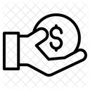 Money coin in over hand Icon