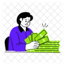 Money Counting Calculating Cashier Icon