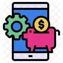 Mobile Gear Piggy Bank Icon