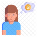 Money Minded Financial Thinking Business Thought Icon