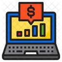 Laptop Money Bar Graph Icon