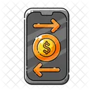 Cartoon Phone With A Dollar Sign And Arrows Icon