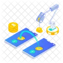 Money Transfer Payment Robotics Icon