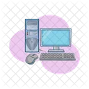 Monitor computer, keyboard, mouse click with pc  Icon
