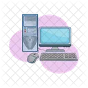 Monitor computer, keyboard, mouse click with pc  Icon