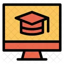 Monitor Graduate Degree Hat Icon