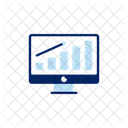 Monitor screen with barchart and arrow up for growth  Icon