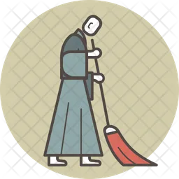 Monk sweeping  Icon