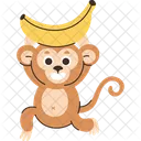 Monkey Banana Cheerful Icon