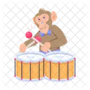 Monkey Drums Monkey Show Circus Monkey Icon
