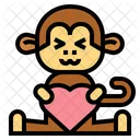 Monkey Holding Heart  Icône