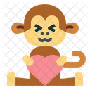 Monkey Holding Heart  Icon