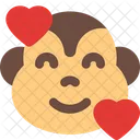 Monkey Smiling With Hearts  Icon